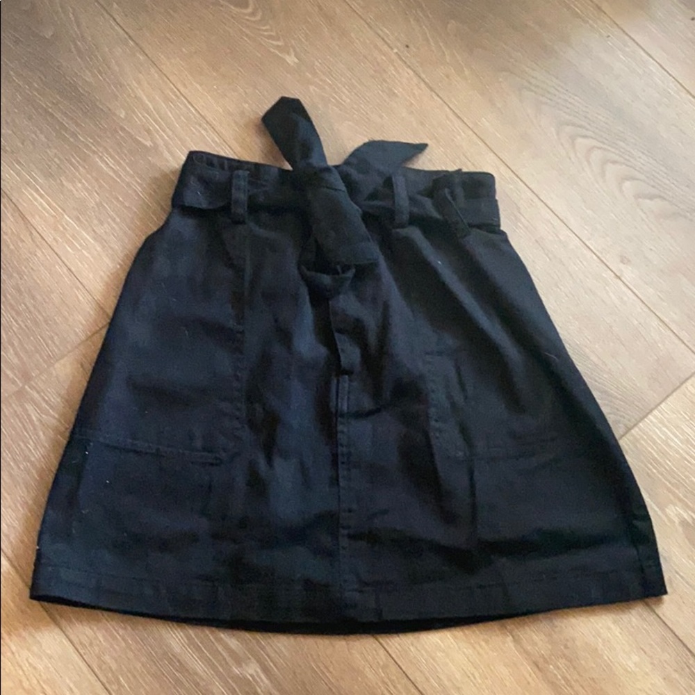 NWT Black Paper Bag Waist A-Line Skirt
